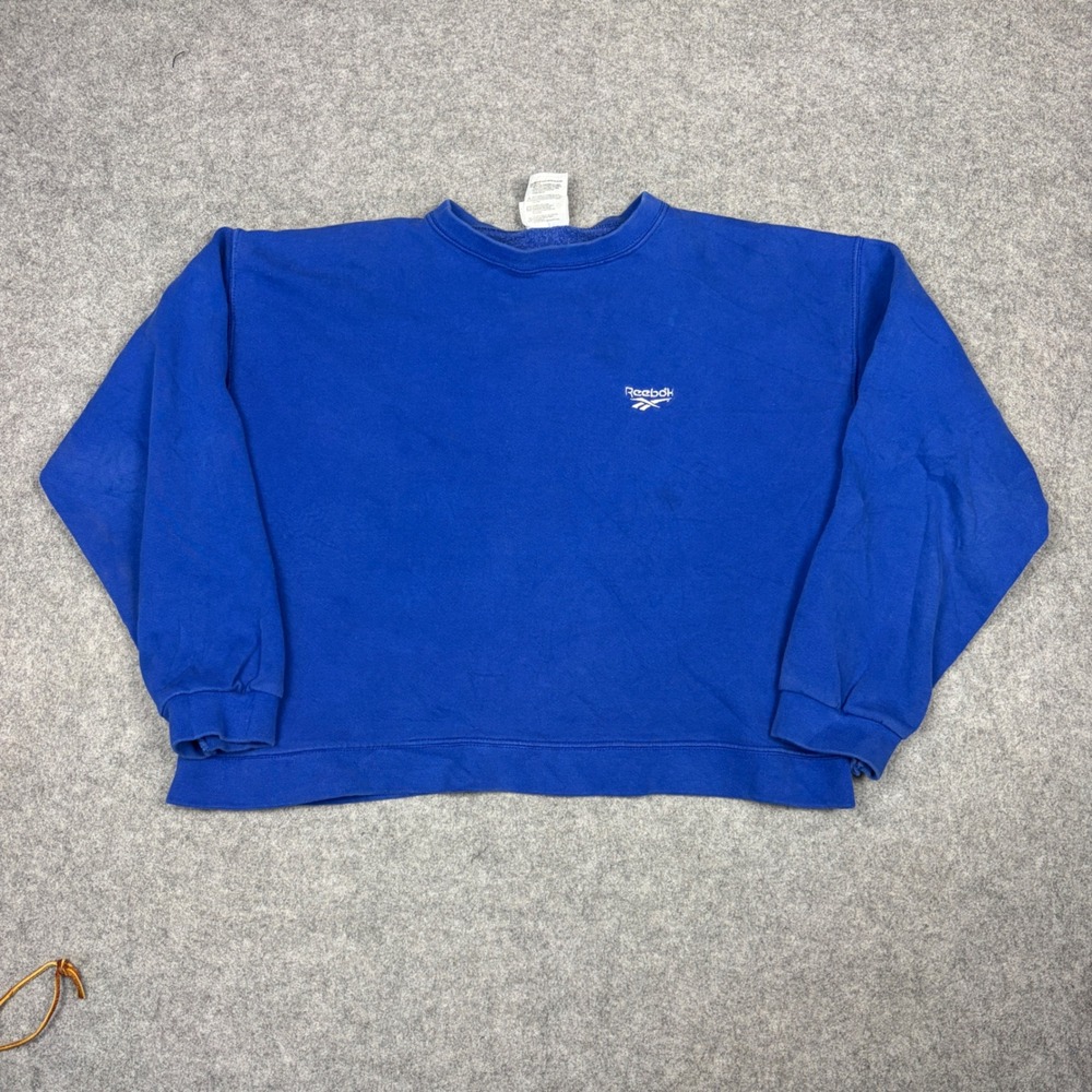 Vintage Reebok Crewneck Sweatshirt Blue Embroidered Vector Logo Made in USA L